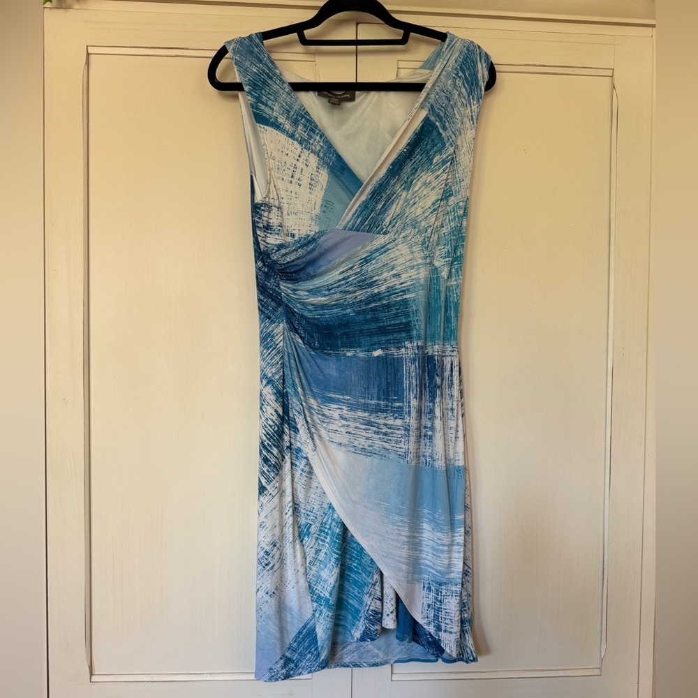 Tommy Bahama Blue Faux Wrap Dress. Size M